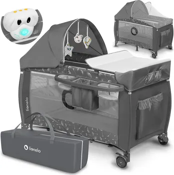 Dětská postýlka Cestovní postýlka Lionelo LO-SVEN PLUS GREY CONCRETE