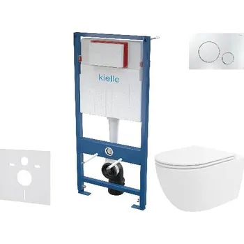 Klozet kielle Genesis - Set předstěnové instalace, klozetu Oudee Vortex, sedátka softclose a tlačítka Gemini II, lesklý chrom 30505SS92