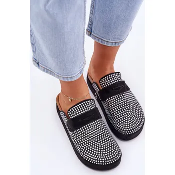 Dámské pantofle Dámské pantofle zdobené zirkony na platformě Deorani Barva: Černá, Velikost: 36