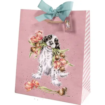 Dárková taška Wrendale Designs Dárková taška Wrendale Designs "Blooming with Love", velká - Pes, kokršpaněl