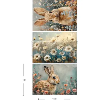 Decoupage paper ReDesign with Prima - A3 - Garden Bunny Tales - 3 listy