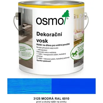 Olej na dřevo OSMO - dekorační vosk - intenzivní odstín, 3125-modrá - 375 ml