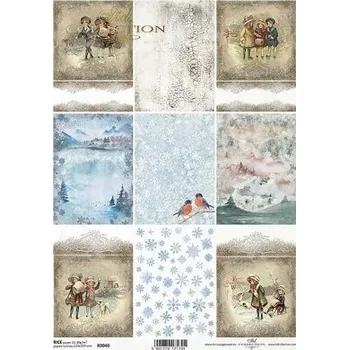 Umělecký papír Rýžový papír A4 - Vánoce a zima - R2040