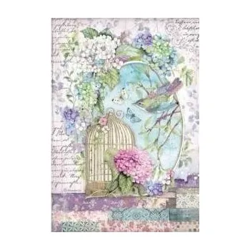 Umělecký papír Rýžový papír A4 Stamperia DFSA4472 ptačí klec