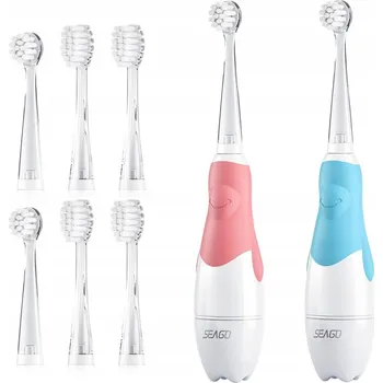 Elektrický zubní kartáček 2x sonický kartáček pro děti SEAGO + 8 náhradních hlavic