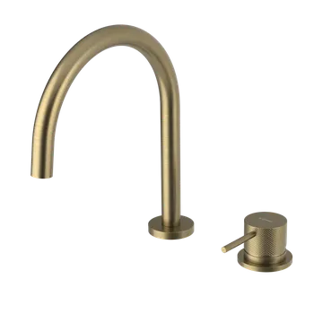 Vodovodní baterie Sapho Ultrasan Dvouprvková stojánková umyvadlová baterie bez výpusti, zlato mat, UT019VG