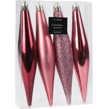 Vánoční ozdoba Ozdoba vánoční rampouch růžový mix 4 ks/15 cm