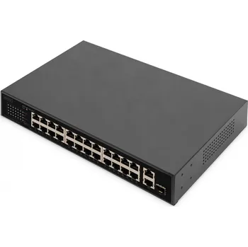 Switch Digitus DN-95356 síťový přepínač Gigabit Ethernet (10/100/1000) Podpora napájení po Ethernetu (PoE) 1U Černá