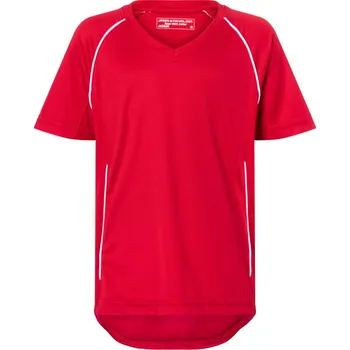Dětská móda James & Nicholson Tričko JN 386K, týmové, krátký rukáv, dětské COT02386K94101-red/white S Červená/bílá