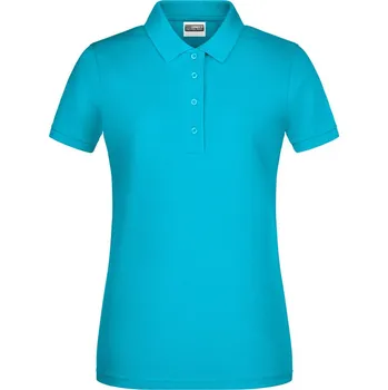 Pánské tričko James & Nicholson Polokošile JN 8009, bio bavlna, krátký rukáv, dámská COT02800944001-turquoise S Tyrkysová