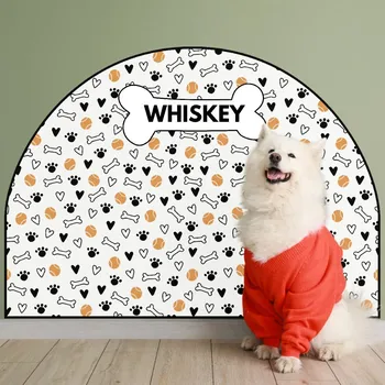 Samolepící dekorace Ochranná textilní nálepka na zeď - Oblouk - Míčky Se jménem, 120x96cm