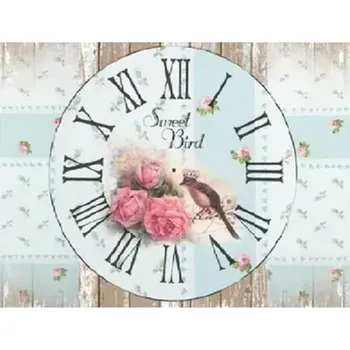 Umělecký papír Rýžový papír A4- 428 - Hodiny s ptáčkem - Cadence