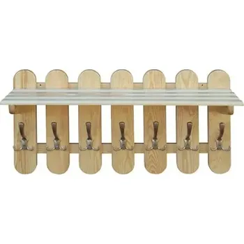 Věšák Dřevěná stěna - věšák s policí DT 358 80x40x29 cm borovice masiv