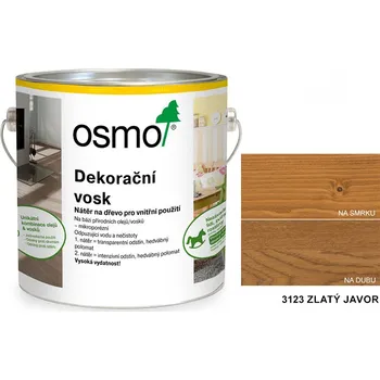 Olej na dřevo OSMO - dekorační vosk - transparentní odstíny, 3123-zlatý javor - 750 ml