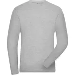 James & Nicholson Tričko JN 1804 Solid, elastické, dlouhý rukáv, pánské COT02180403416-grey heathe 6XL Melír šedá