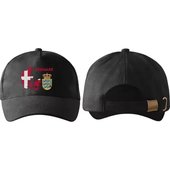 Kšiltovka kšiltovka s vlajkou DÁNSKA černá (pánská kšiltovka vlajka a znakem DÁNSKO)