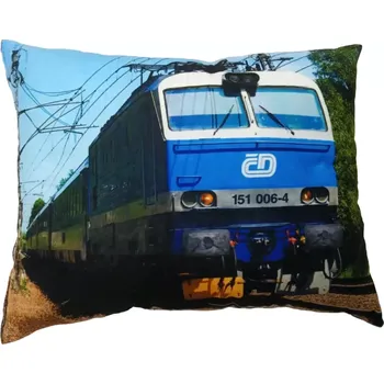Dekorativní polštářek Polštářek s vlakem lokomotivou 151 006-4 (polštář lokomotiva , železnice)