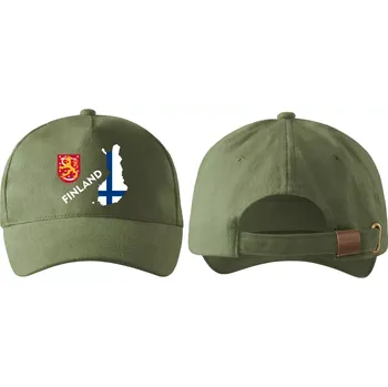 Kšiltovka kšiltovka s vlajkou FINSKA khaki (pánská kšiltovka vlajka a znakem FINSKO)