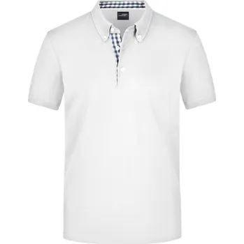 James & Nicholson Polokošile JN 964 button-down, krátký rukáv, pánská COT020964j2501-white/navy/ S Bílá/navy