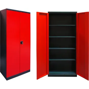 DEMA Kovová skříň L 78x38x192 cm, antracit / červená
