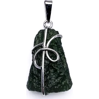 Přívěsek Stříbrný přívěsek s neopracovaným vltavínem 2,2 cm x 1,9 cm