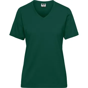 pracovní tričko James & Nicholson Tričko JN 1807 Solid z bio bavlny, krátký rukáv, dámské COT02180702814-dark green Zelená tmavá 4XL