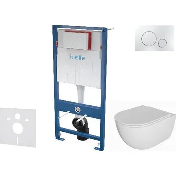 Klozet kielle Genesis - Set předstěnové instalace, klozetu Oudee, sedátka softclose a tlačítka Gemini II, lesklý chrom 30505SS75