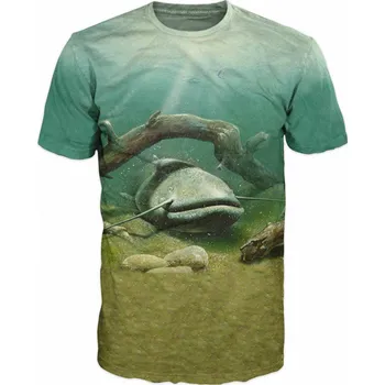 Pánské tričko rybarske tricko potisk sumec velikost: 134 - šířka 37 cm, délka 48 cm