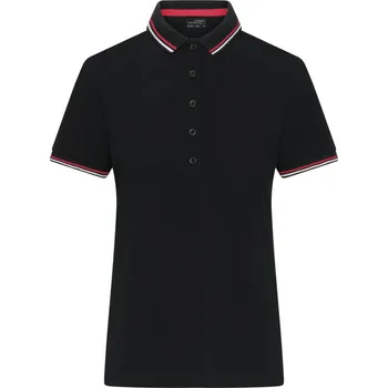 James & Nicholson Polokošile JN 1305, krátký rukáv, dámská COT02130570704-black/white XL Černá/bílá/červená