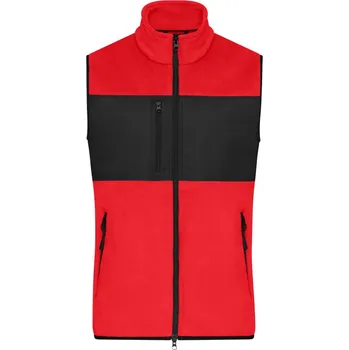 pracovní vesta James & Nicholson Vesta JN 1310, fleecová, pánská COT02131087603-red/black L Červená/černá