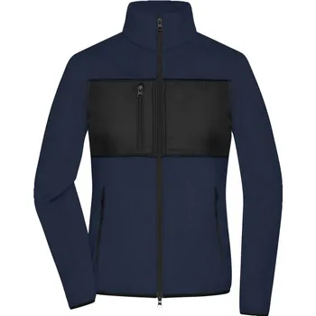 pracovní mikina James & Nicholson Mikina JN 131 na zip, fleecová, dámská COT02131136103-navy/black L Navy/černá