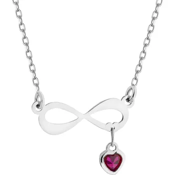 Náhrdelník Stříbrný náhrdelník se zirkony - nekonečno, srdce - AP540-8757