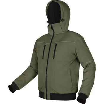 NEO TOOLS Zateplená bunda s kapucí OUTDOOR, zelená Velikost: S