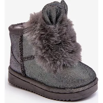 Dětská běžecká obuv Dívčí Sněhové Teple Boty S Kožešinou S Ušima Betty Barva: Stříbrná, Velikost: 20