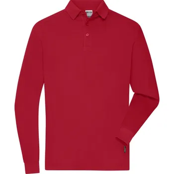 Pánské tričko James & Nicholson Polokošile JN 1842, dlouhý rukáv, pánská COT02184200415-red Červená 5XL