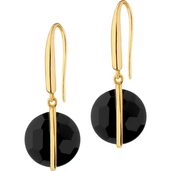 Náušnice Pozlacené náušnice z mosazi s onyxy - AR540-5338