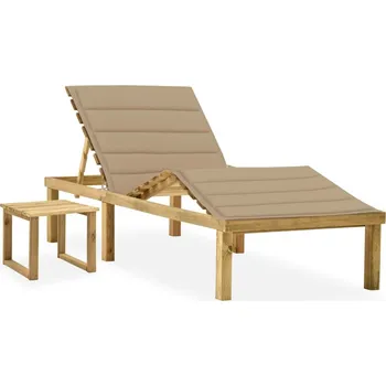 Zahradní lehátko OMAXI Zahradní lehátko se stolkem a poduškou impregnovaná borovice 302866