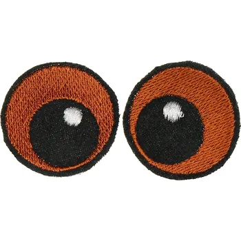 Galanterie Oči vyšívané kulaté 3 cm hnědé
