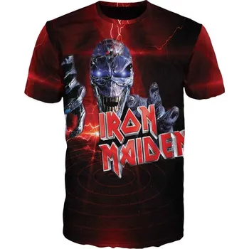 Pánské tričko metalove-tricko-Iron-Maiden-cervene velikost: 158 - šířka 43 cm, délka 56 cm