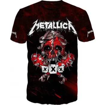 Pánské tričko metalove-tricko-Metallica-rude velikost: 146 - šířka 39 cm, délka 51 cm