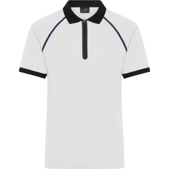 Pánské tričko James & Nicholson Polokošile JN 1308 se zipem, krátký rukáv, pánská COT02130891002-white/black M Bílá/černá