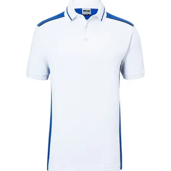 Pánské tričko James & Nicholson Polokošile Color JN 858, krátký rukáv, pánská COT02085890116-white/royal Bílá/modrá 6XL
