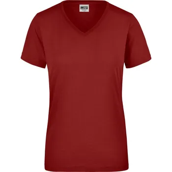 pracovní tričko James & Nicholson Tričko JN 837, krátký rukáv, dámské COT02083705400-wine Vínová XS