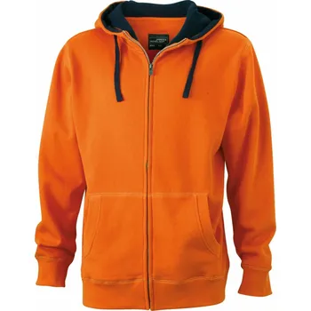 pracovní mikina James & Nicholson Mikina Lifestyle JN 963 s kapucí, pánská COT020963j1603-dark orange L Oranžová tmavá/navy