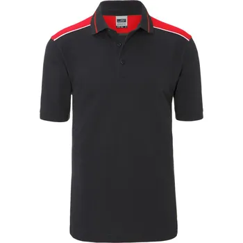 Pánské tričko James & Nicholson Polokošile Color JN 858, krátký rukáv, pánská COT020858i7605-carbon/red 2XL Šedá carbon/červená