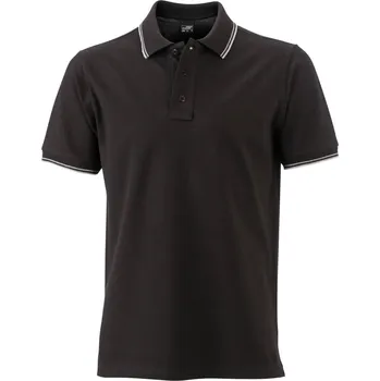 Pánské tričko James & Nicholson Polokošile JN 986, krátký rukáv, pánská COT02098698004-black/white XL Černá/bílá