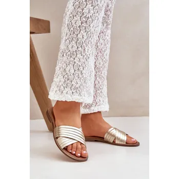 Dámské pantofle Kožené Dámské Pantofle Lewski Shoes 3682 Barva: Zlatá, Velikost: 37