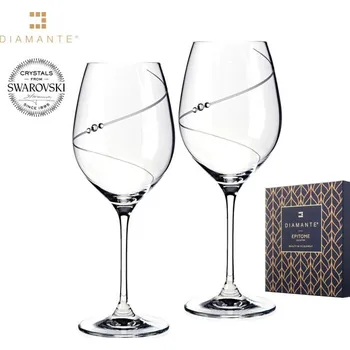 Sklenice BOHEMIA CRYSTAL Sklenice na červené víno přátelská souprava Silhouette - 2 ks. Swarovski, 470 ml