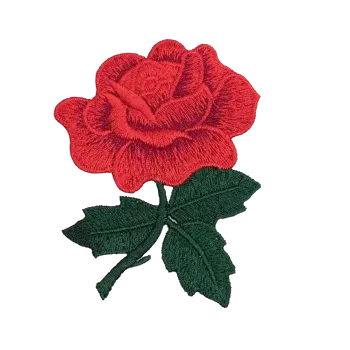 Nášivka Vyšívaná nášivka - rudá růže (6,6 x 8,8 cm)