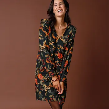 Dámské šaty Široké šaty s potiskem černá/bronzová 46